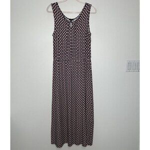 Talbots Dress Maxi Floral Sleeveless Size L Petite Blue Cotton Modal